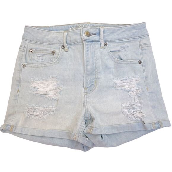 American Eagle Super Hi-Rise Shortie Jean Shorts - Picture 2 of 5
